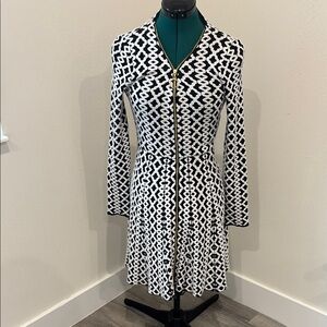 INC Stylish Black and White Patterned Dress Size Petite Medium